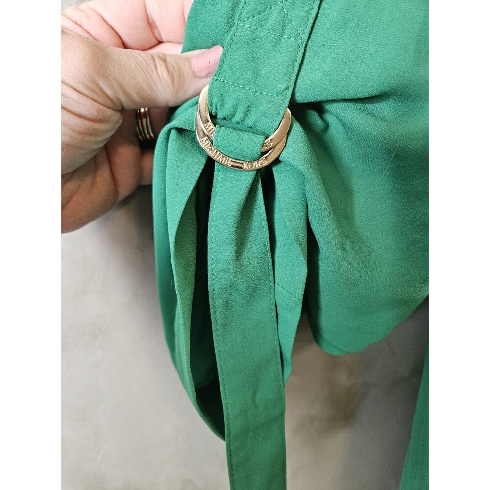 Michael Michael Kors Size 2X Plus Green Solid Collared Tunic 1/2 Zip Blouse - Picture 6 of 7